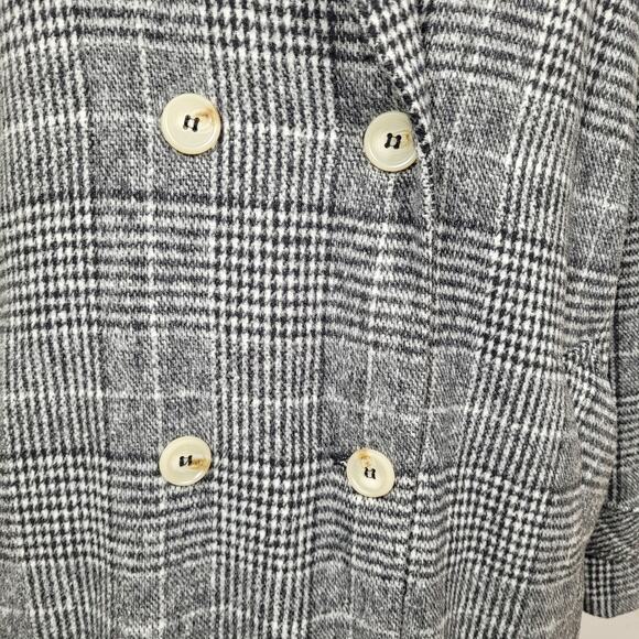 Andree by Unit Gray Plaid Double Breasted Coat Jacket Size Large Classic Chic - Picture 6 of 8
